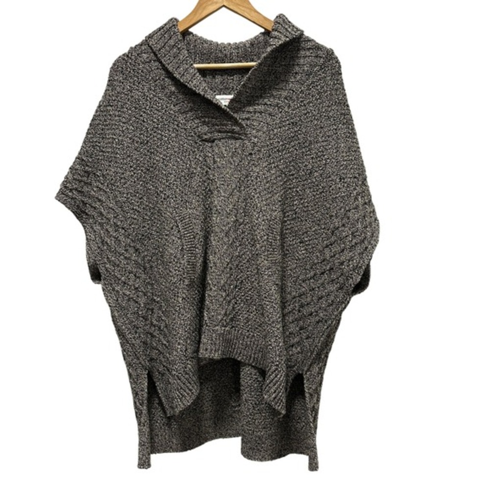 Cotton Country Parkhurst L XL Shawl Collar Chunky Cable Knit Sweater‎ Poncho